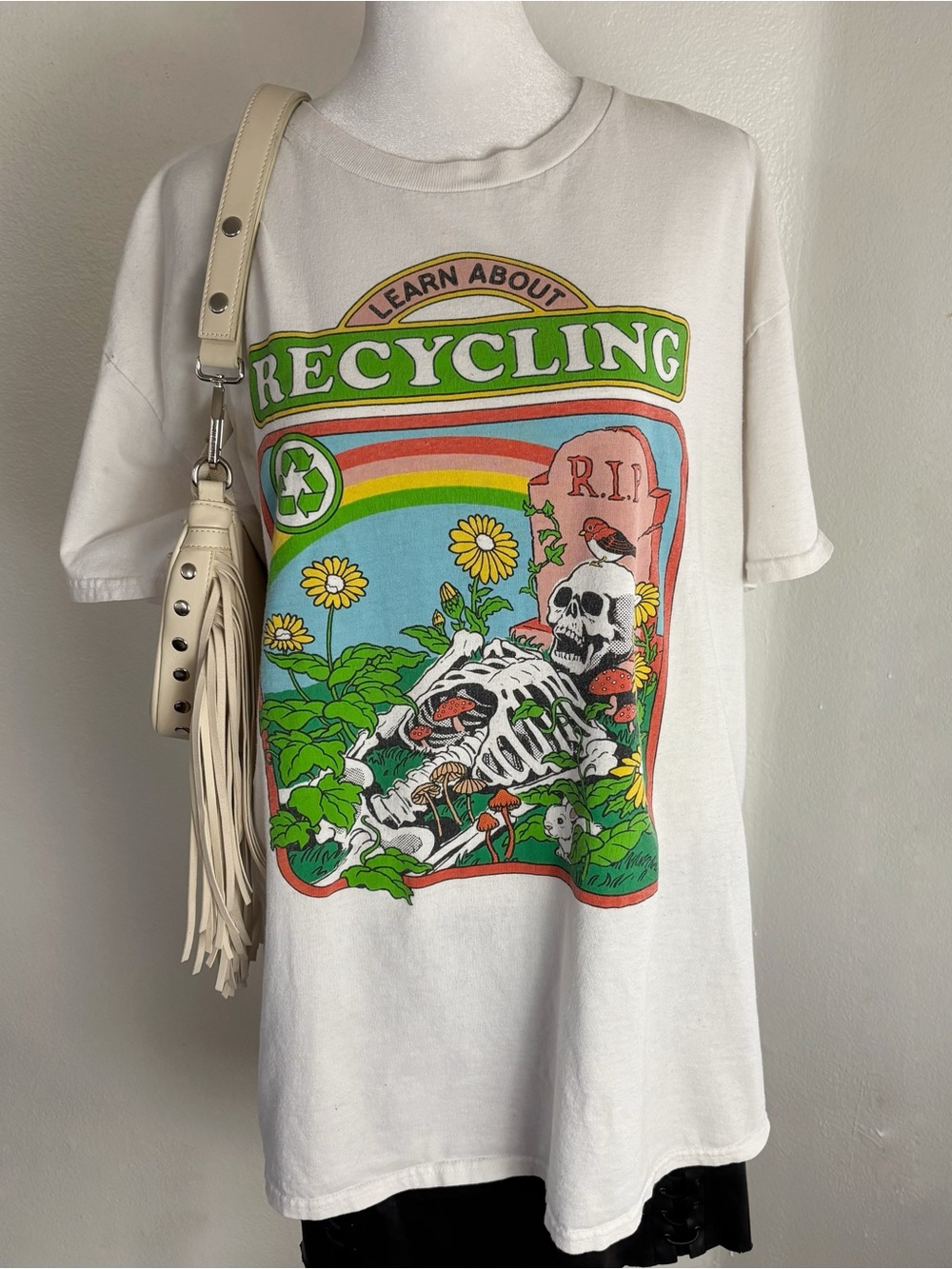 Steven Rhodes Learn About Recycling Skeleton Graphic Tee XL Goth Horror Humor